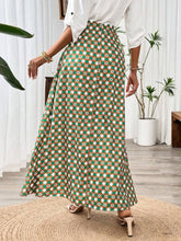 Franclia Women's Summer High-Waisted A-Line Midi Skirt With Geometric Print Maxi Women Outfit